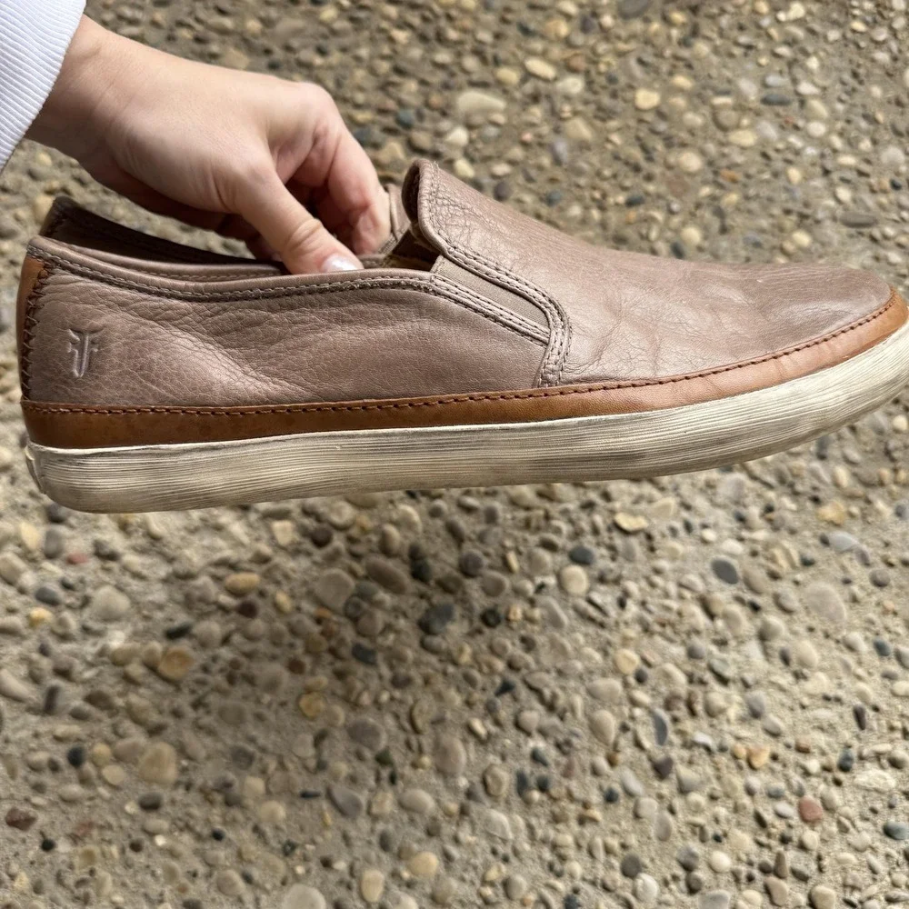 Frye Gavin Slip On Shoes Mens‎ Size 11.5 Brown Leather Casual Loafers Sneakers